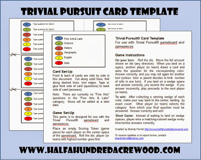 Trivial Pursuit Cards Template : Half a Hundred Acre Wood