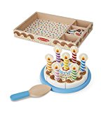 Melissa & Doug Birthday Party Cake - Wooden Play Food With Mix-n-Match Toppings