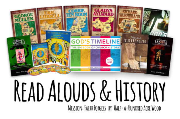 Read alouds and history books used in the church history curriculum, Mission Faith Forgers