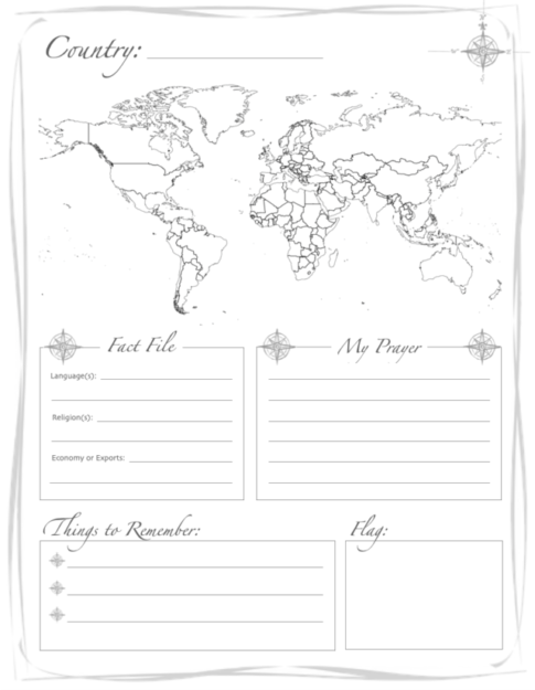 Window on the World Notebooking Page - Country